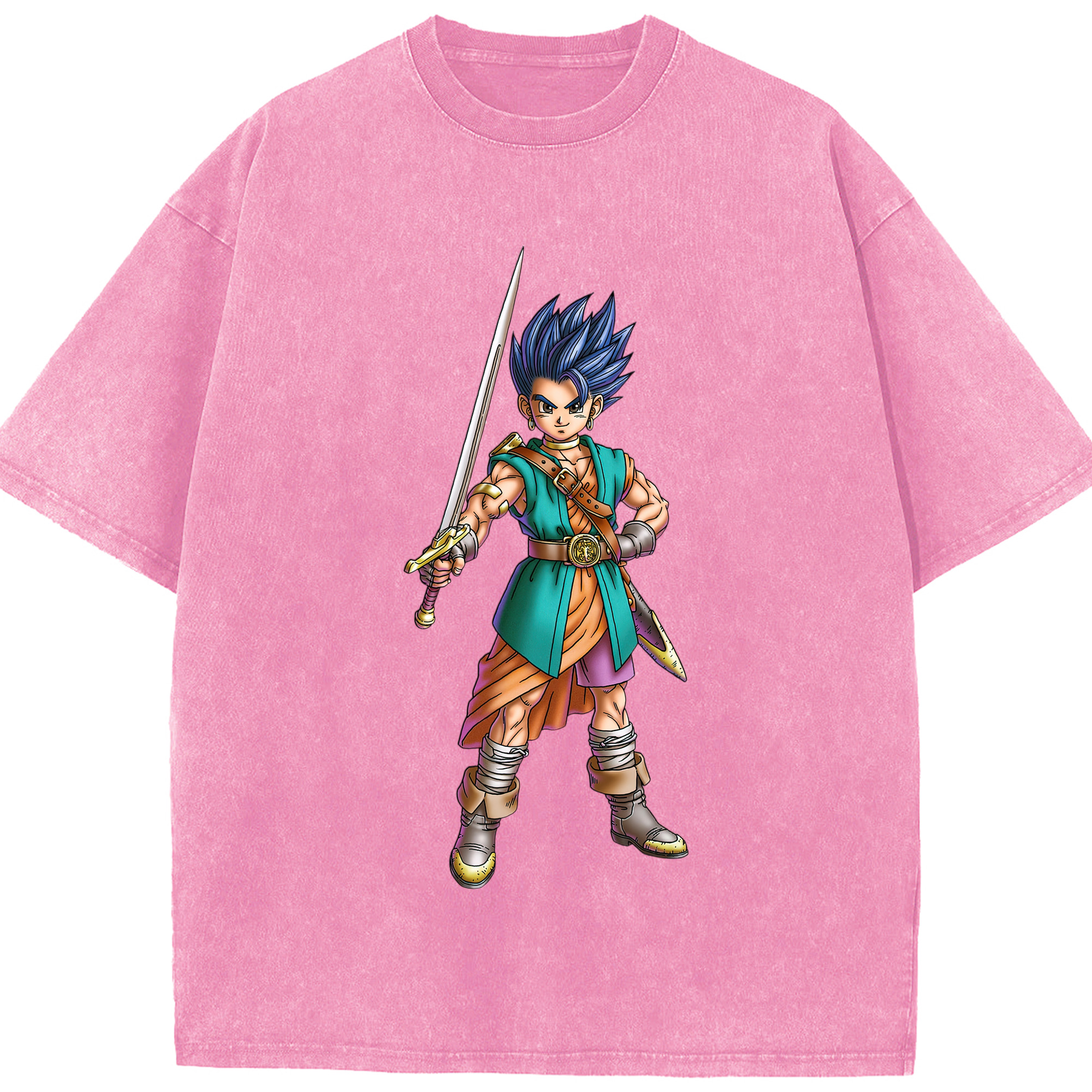 （画像用） ドラゴンクエスト Doragon Kuesuto Dragon Quest 綿100% ヴィンテージ風 半袖Tシャツ（フロントプリント）